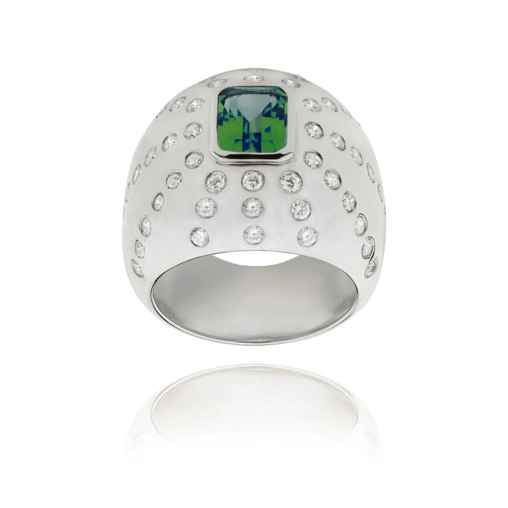 Bague Van Den Abeele Marteen Argent - Tourmaline verte