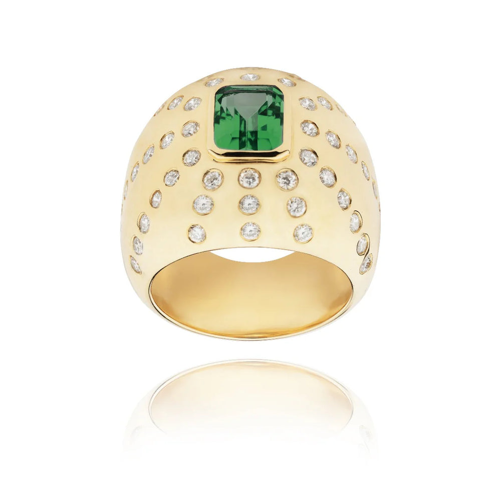 Bague Van Den Abeele Marteen Or - diamants et Tourmaline verte