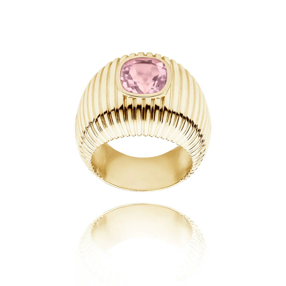 Bague Van Den Abeele Michelle Quartz rose taille coussin