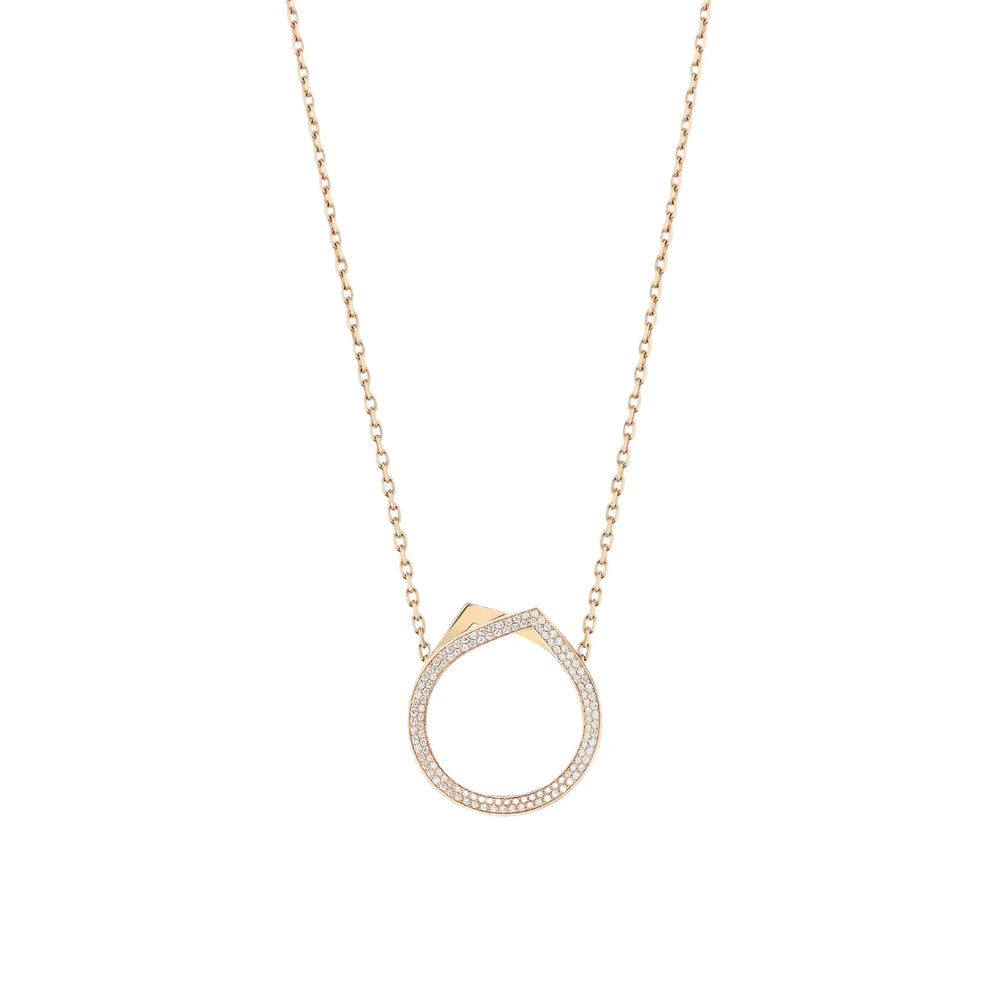 Pendentif long Repossi Antifer en or rose pavé de diamants - NAF2ADPG00000