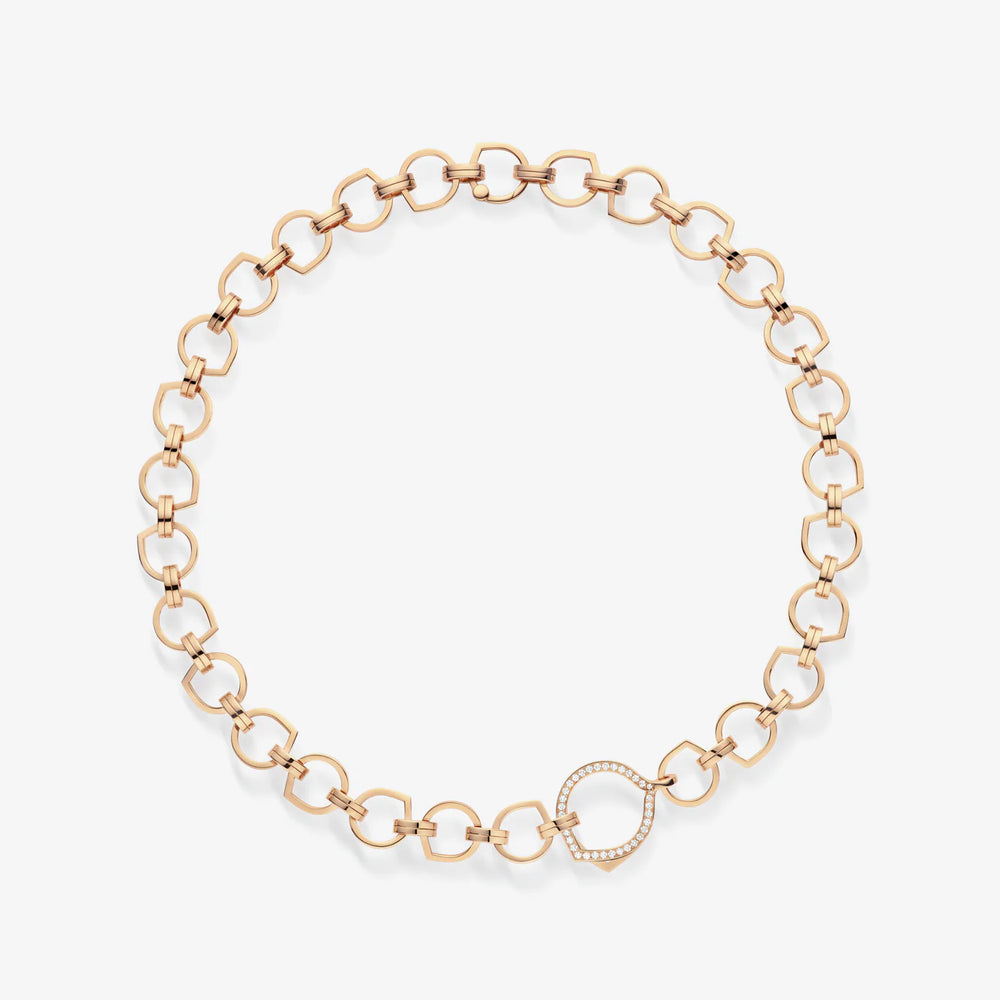 Collier Antifer en or rose avec un maillon central pavé de diamants - NAF2AEPG00000