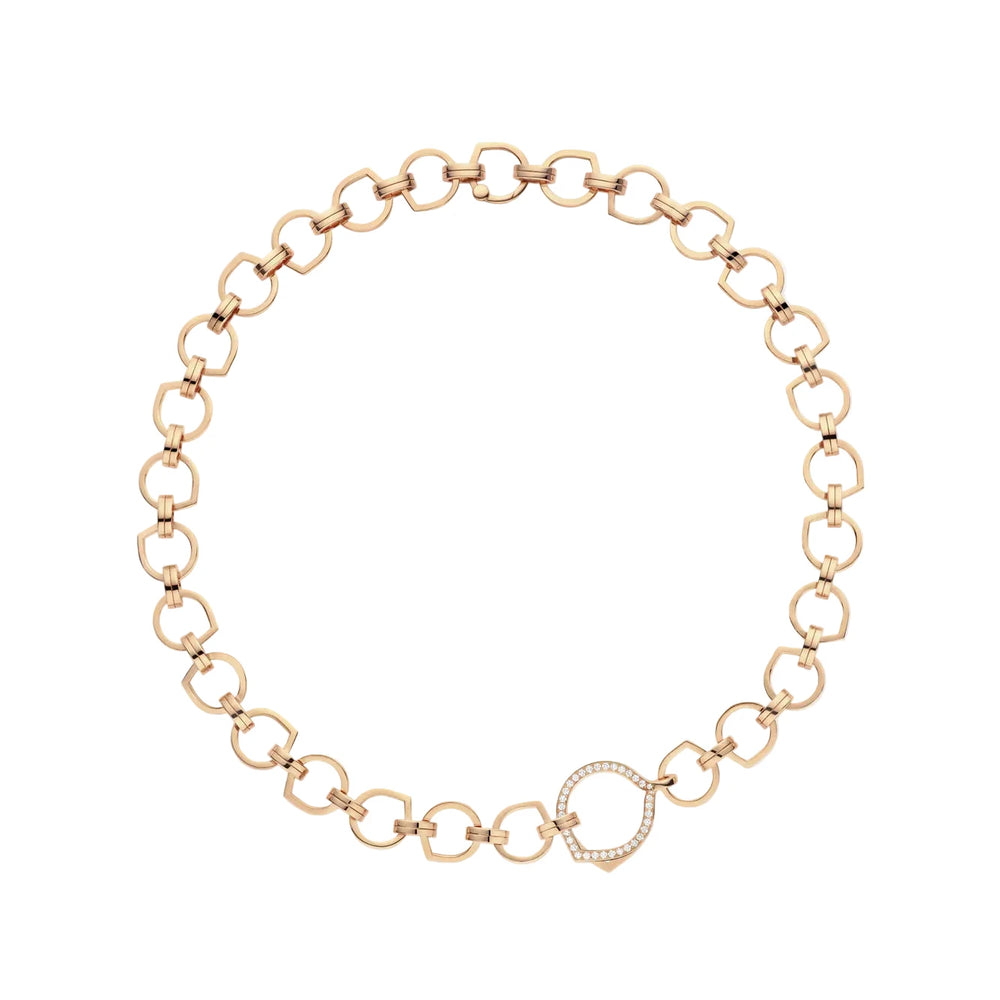 Collier Repossi Antifer en or rose avec un maillon central pavé de diamants - NAF2AEPG00000