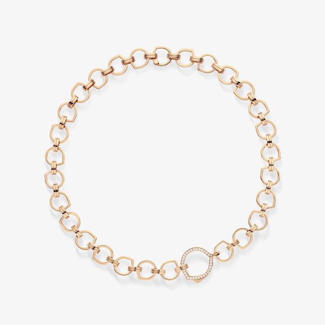 Collier Antifer en or rose avec un maillon central pavé de diamants - NAF2AEPG00000
