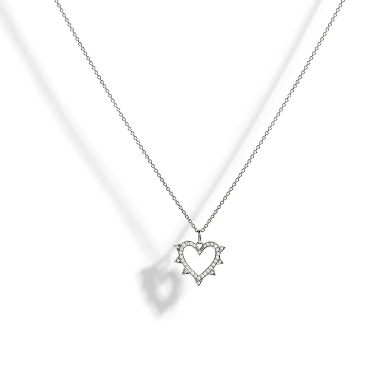 COLLIER ROCKAWAY CŒUR ARGENT & DIAMANTS - FSJ482