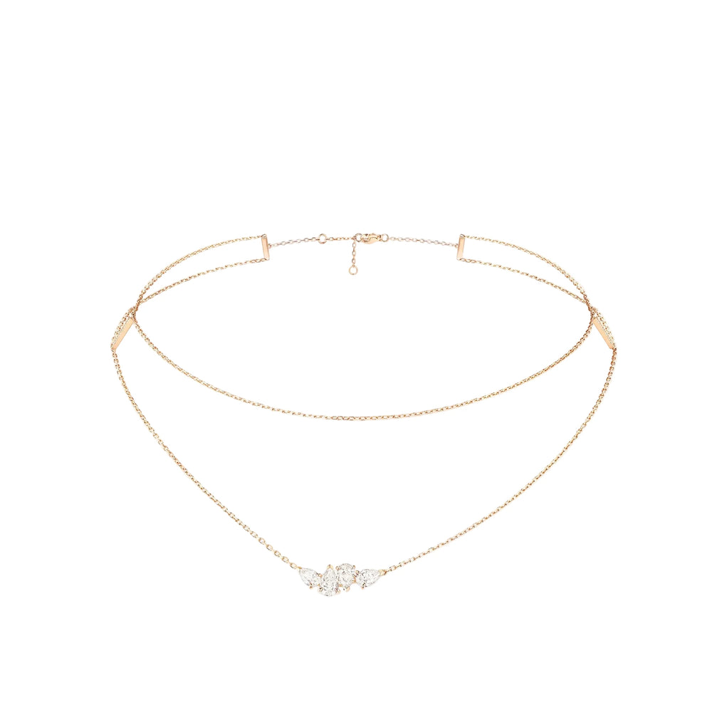 Collier Serti sur Vide en or rose avec 4 diamants taille poire - NLU3AFPG04000