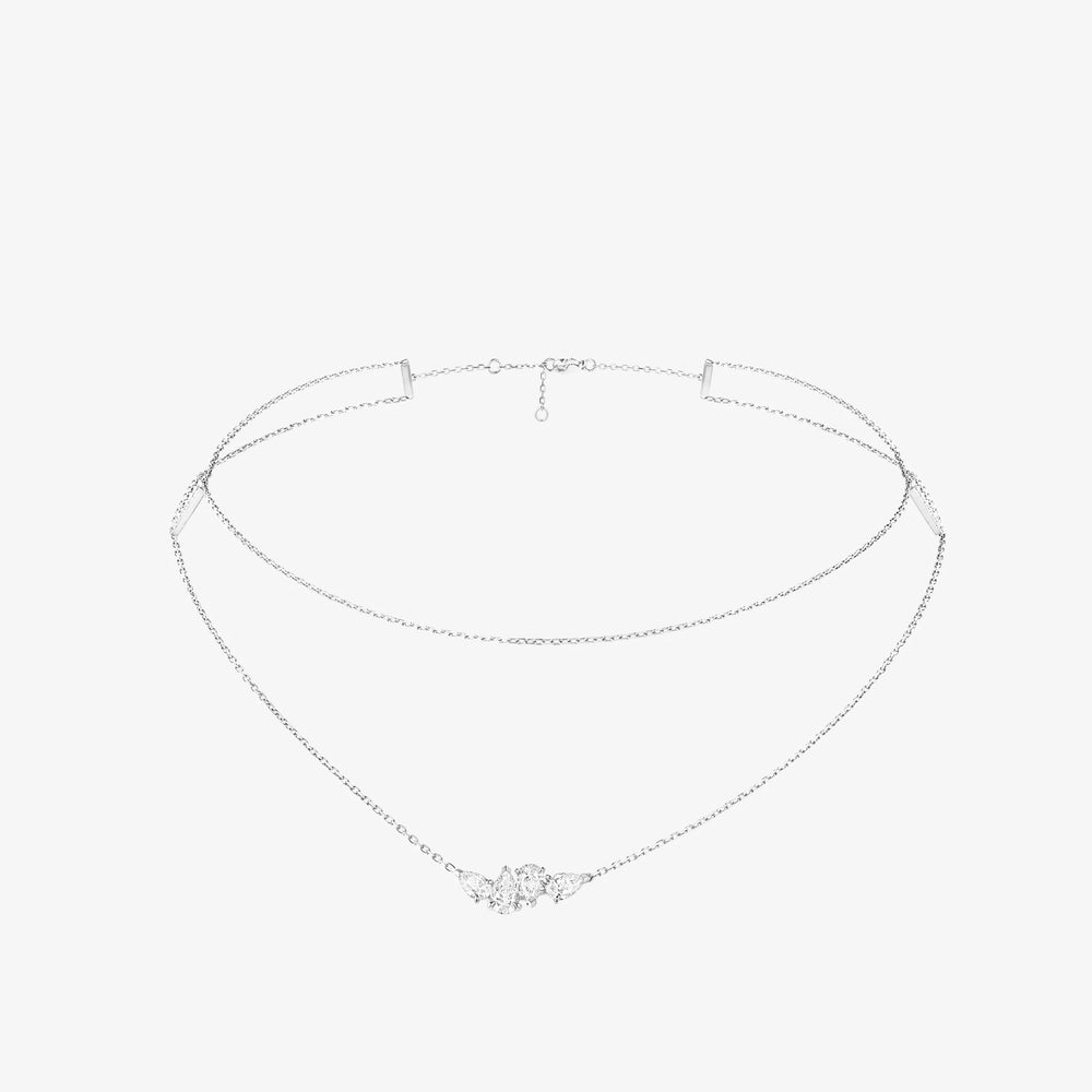 Collier Serti sur Vide en or blanc avec 4 diamants taille poire - NLU3AFWG04000