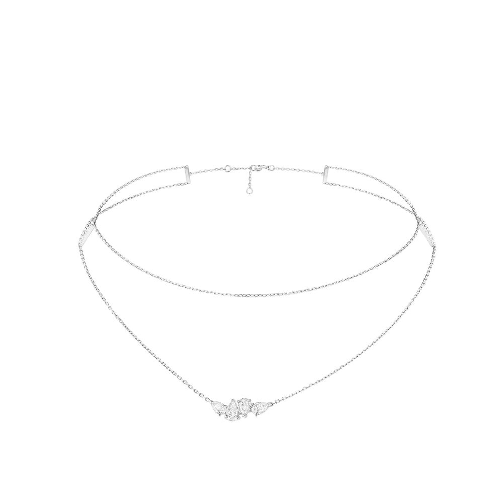 Collier Serti sur Vide en or blanc avec 4 diamants taille poire - NLU3AFWG04000