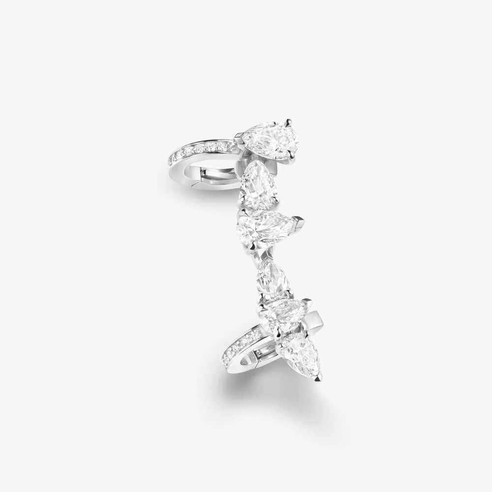 Boucle d'oreille sertie sur vide en or blanc avec 6 diamants taille poire - ESV3DAWG0000R