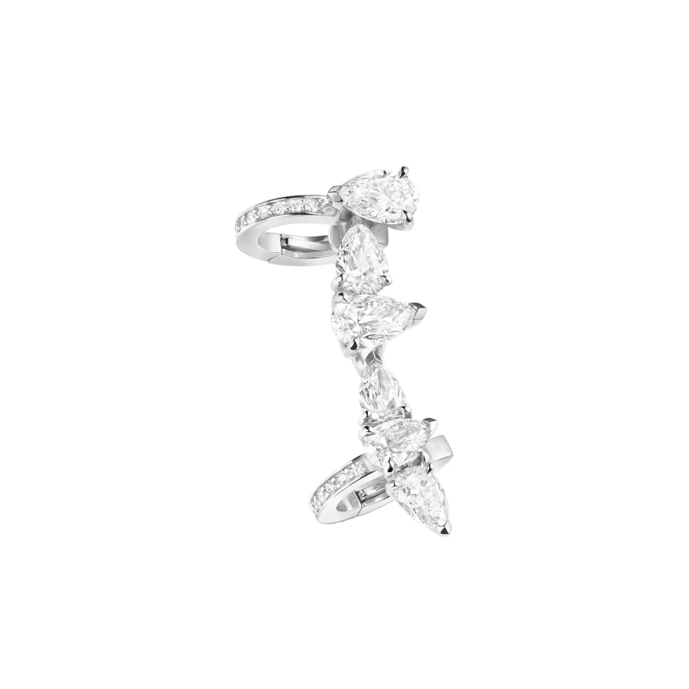 Boucle d'oreille sertie sur vide en or blanc avec 6 diamants taille poire - ESV3DAWG0000R