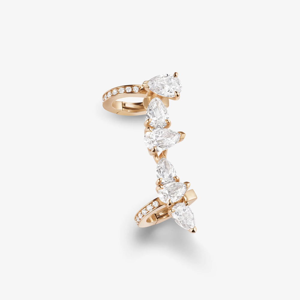 Boucle d'oreille sertie sur vide en or rose avec 6 diamants taille poire - ESV3DAPG0000R