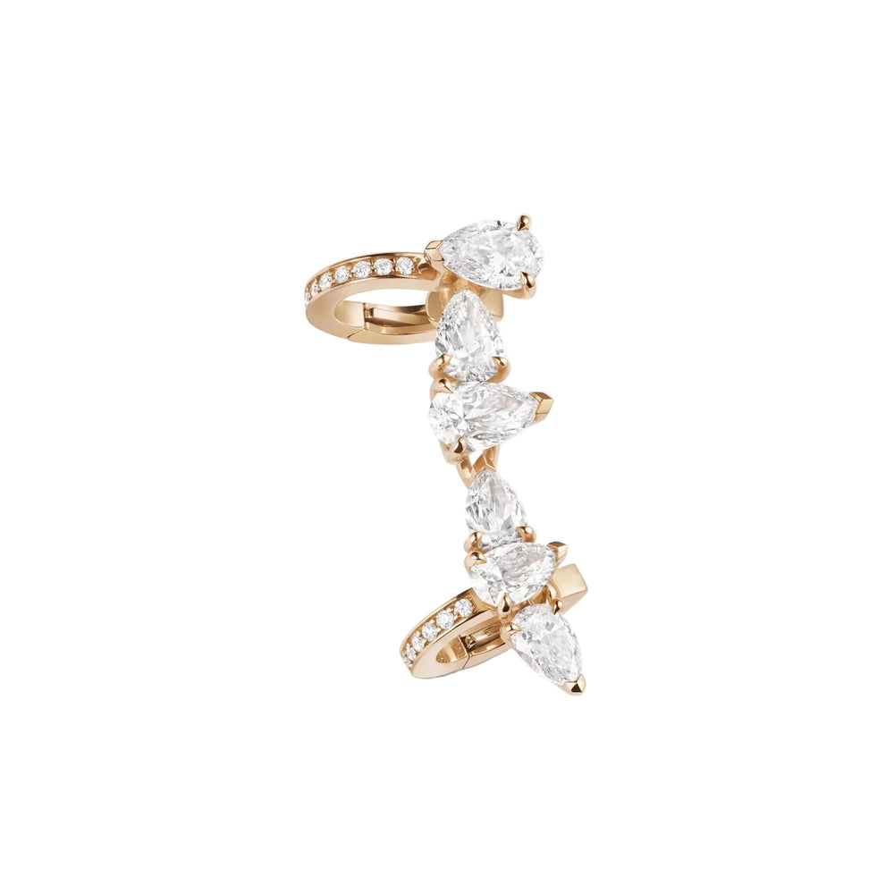 Boucle d'oreille sertie sur vide en or rose avec 6 diamants taille poire - ESV3DAPG0000R