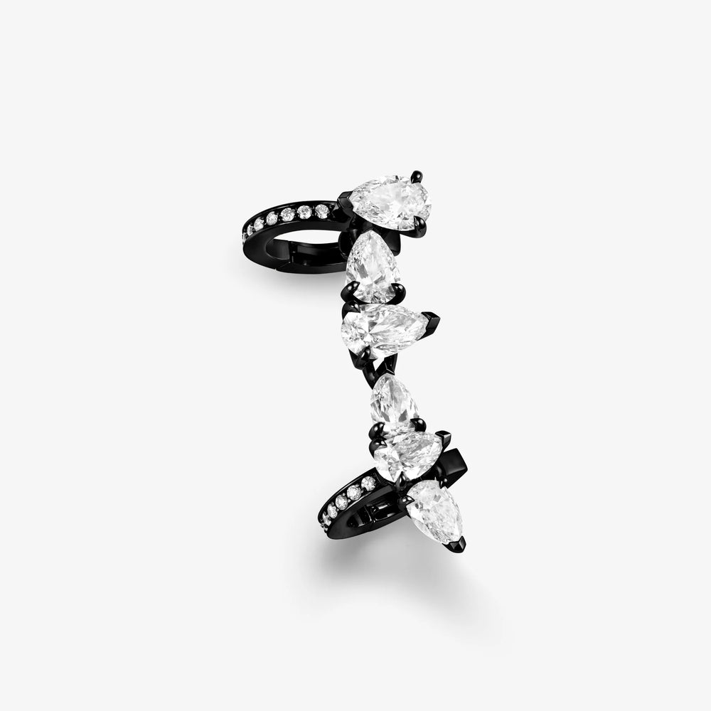 Boucle d'oreille sertie sur vide en or noir avec 6 diamants taille poire - ESV3DAWG00BCR