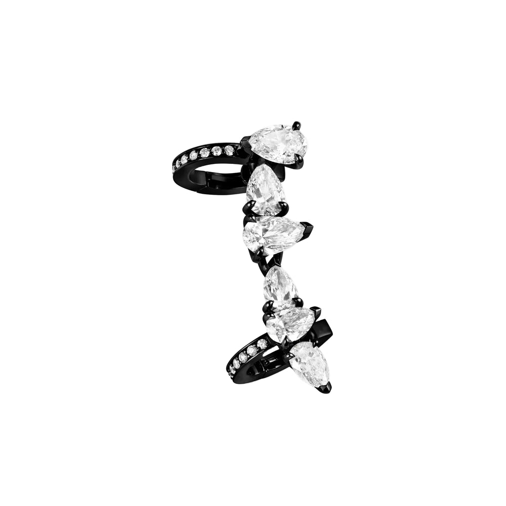 Boucle d'oreille sertie sur vide en or noir avec 6 diamants taille poire - ESV3DAWG00BCR