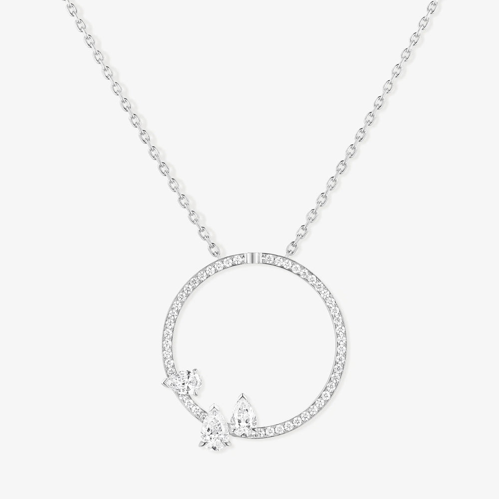 Serti sur Vide pendant in white gold with 3 pear cut diamonds - PSV3AAWG00000