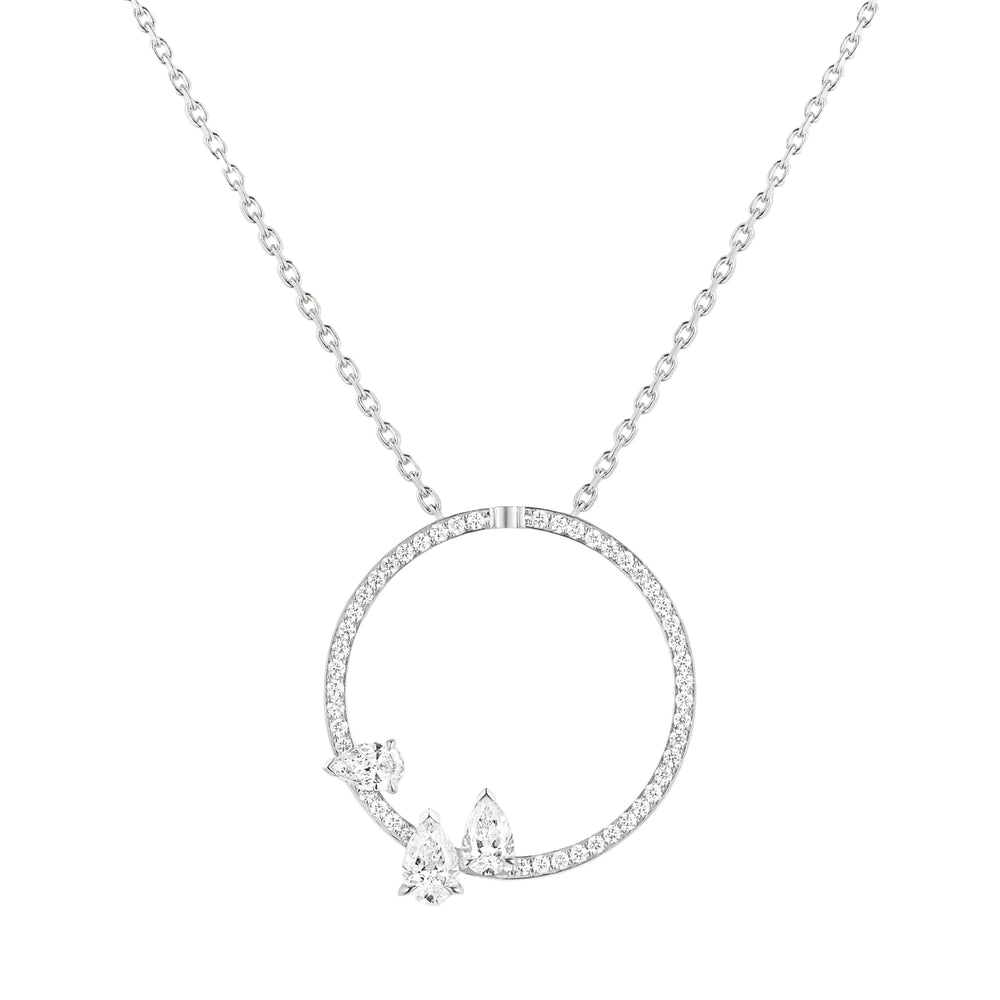 Serti sur Vide pendant in white gold with 3 pear cut diamonds - PSV3AAWG00000