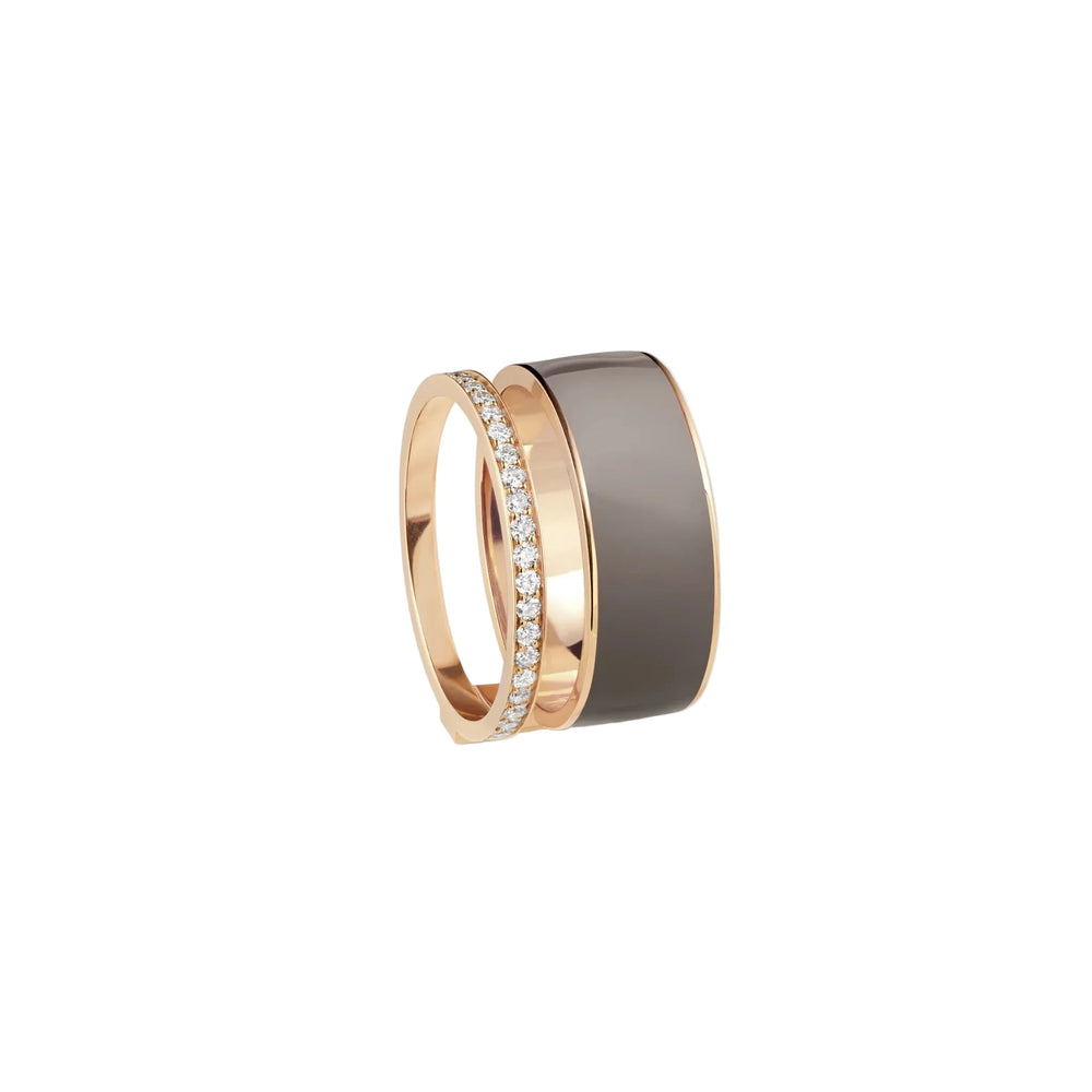 Bague Berbere Chromatic Taupe laquée en or rose pavée de diamants - RCH2AMPG00000
