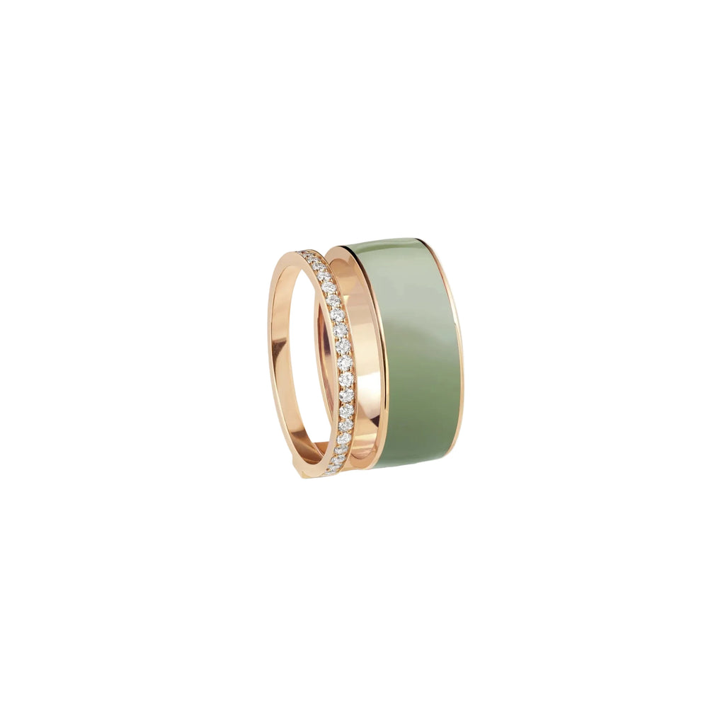 Bague Repossi Berbere Chromatic en laque Vert Sauge en or rose pavée de diamants - RCH2ANPG00000
