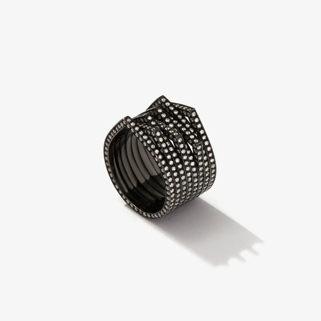 Bague Antifer 8 rangs en or noir pavée de diamants - RAF2AEWG00BC0