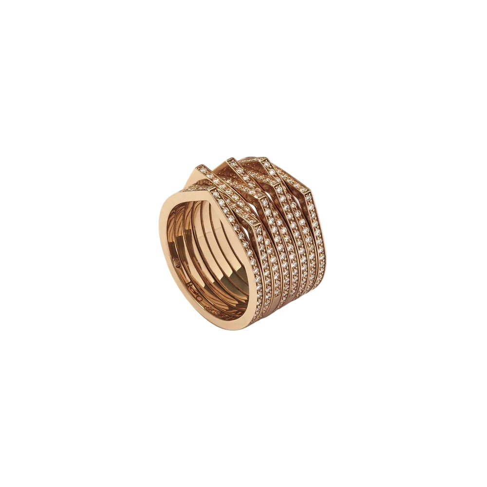 Bague Repossi Antifer 8 rangs en or rose pavée de diamants - RAF2AMPG00000