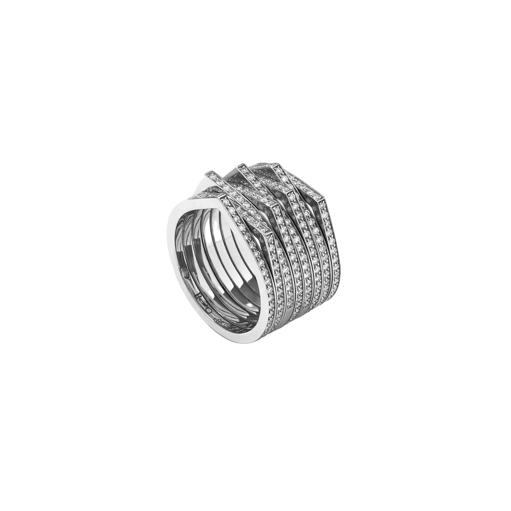 Bague Repossi Antifer 8 rangs en or blanc pavée de diamants - RAF2AMWG00000