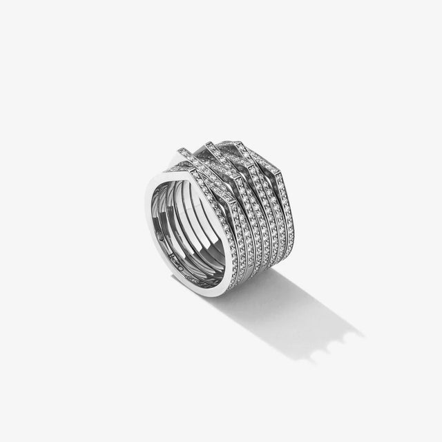 Bague Antifer 8 rangs en or blanc pavée de diamants - RAF2AMWG00000
