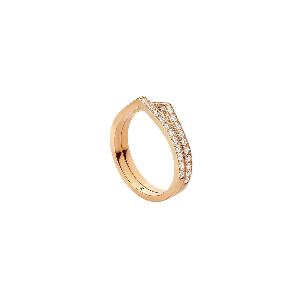 Bague Antifer 2 rangs en or rose pavée de diamants - RAF2BDPG00000