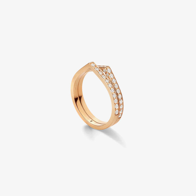 Bague Antifer 2 rangs en or rose pavée de diamants - RAF2BDPG00000