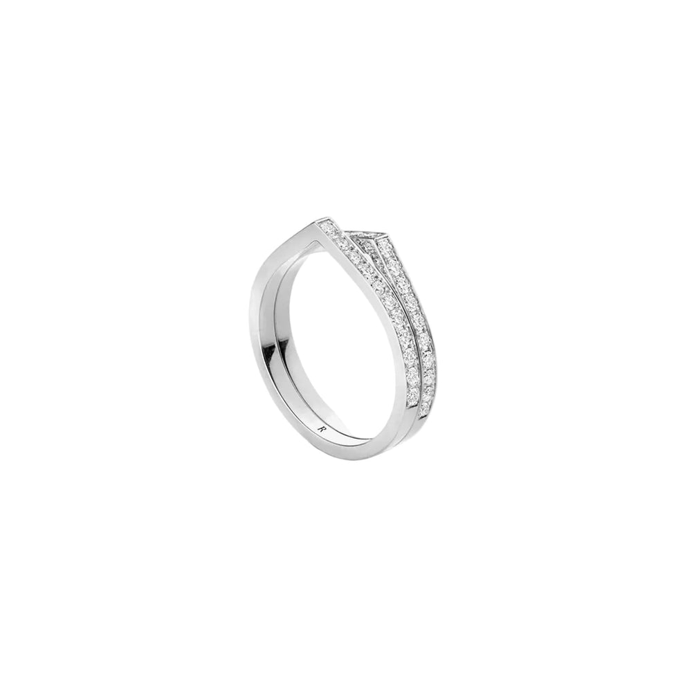 Bague Repossi Antifer 2 rangs en or blanc pavée de diamants - RAF2BDWG00000