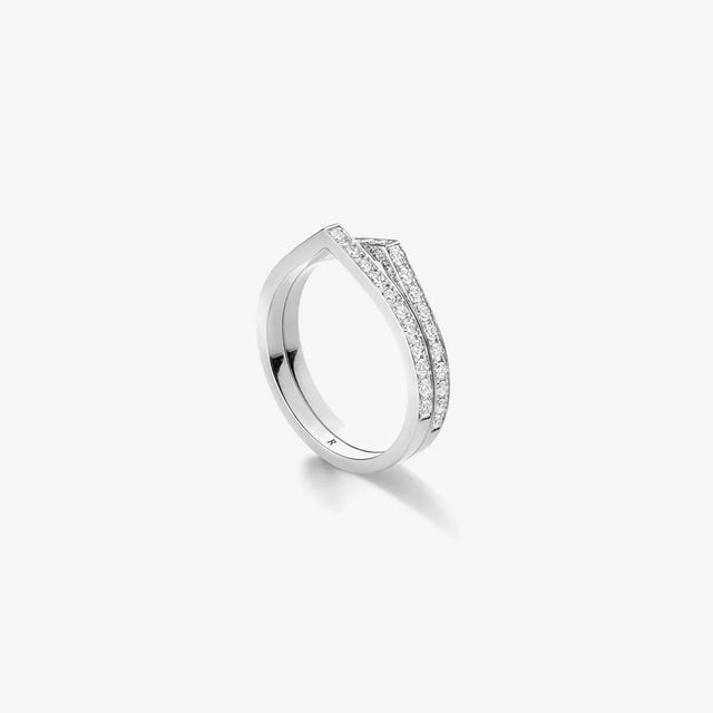 Bague Antifer 2 rangs en or blanc pavée de diamants - RAF2BDWG00000