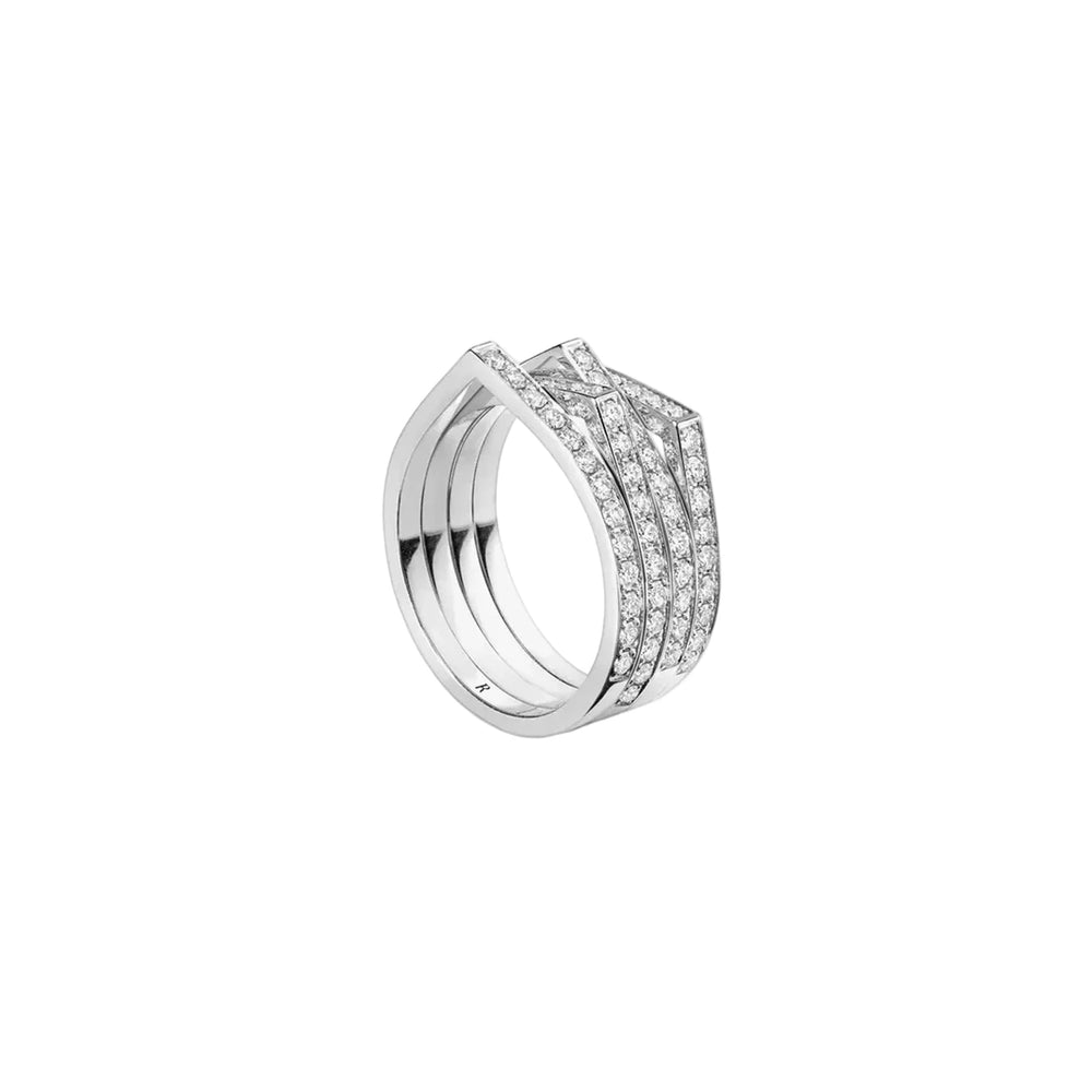 Bague Repossi Antifer 4 rangs en or blanc pavée de diamants - RAF2BEWG00000