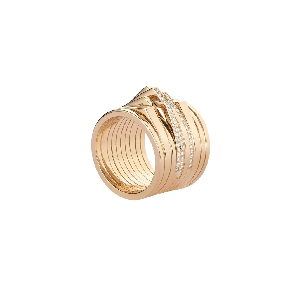 Bague Repossi Antifer 10 rangs en or rose pavée de diamants - RAF2BGPG00000