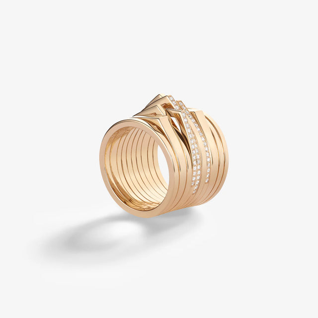 Bague Antifer 10 rangs en or rose pavée de diamants - RAF2BGPG00000
