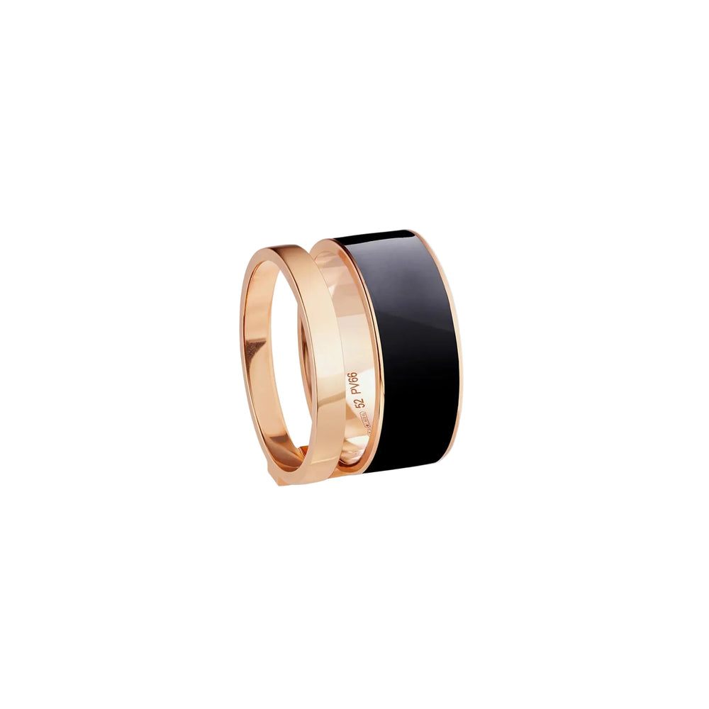 Berbere Chromatic Navy Blue lacquer ring in pink gold - RCH0ABPG00000