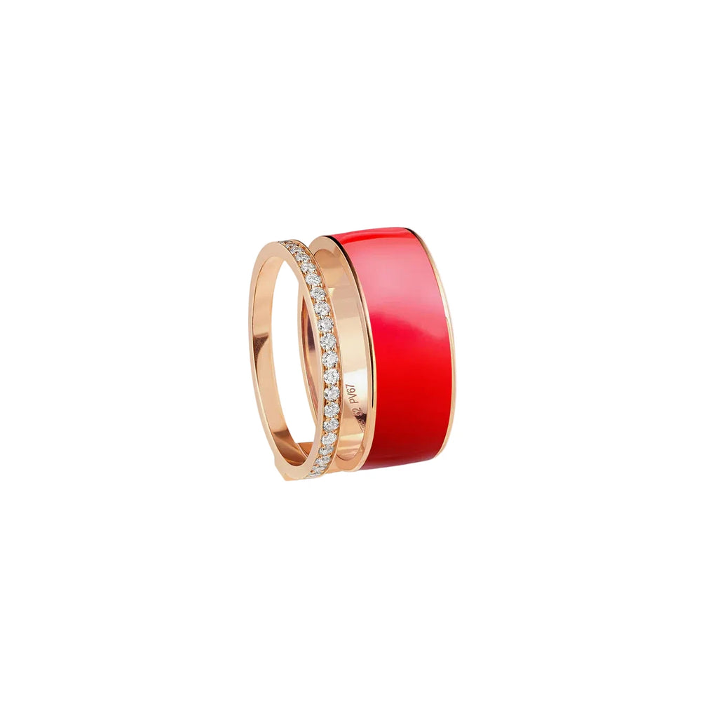 Bague Repossi Berbere Chromatic Rouge laquée en or rose pavée de diamants - RCH2ADPG00000