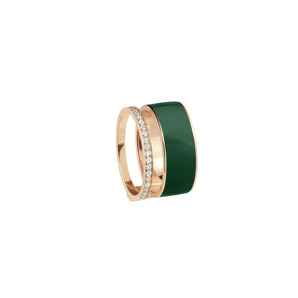 Bague Berbere Chromatic Nile en laque verte en or rose pavée de diamants - RCH2AFPG00000