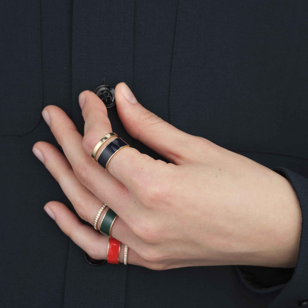 Berbere Repossi Chromatic Navy Blue lacquer ring in pink gold - RCH0ABPG00000