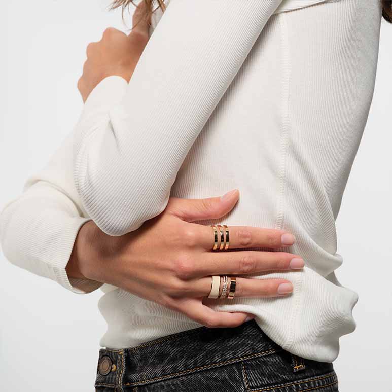 Bague Repossi Berbere 2 rangs en or rose pavée de diamants - RMO2AKPG00000