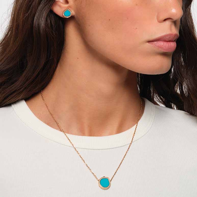 Boucle d'oreille Repossi Antifer en or rose avec Turquoise - EAF2AGPGT0000