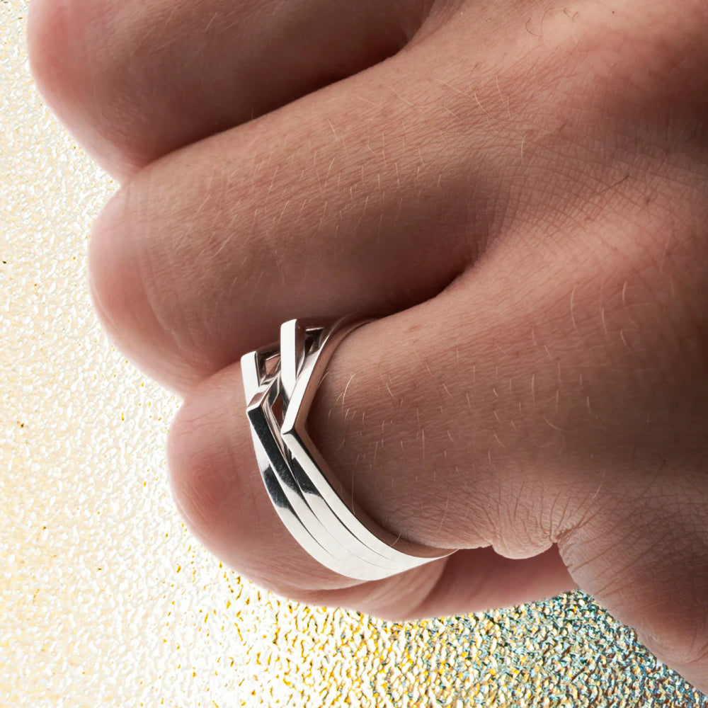 Bague Antifer en or blanc uni 4 rangs - RAF0BEWG00000