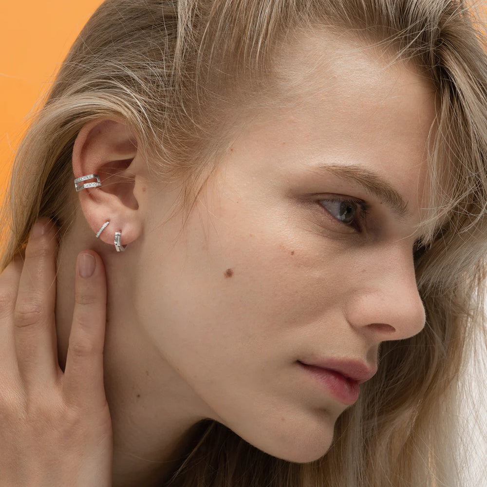 Boucle d'oreille Antifer 2 rangs en or blanc - EAF0AEWG00000