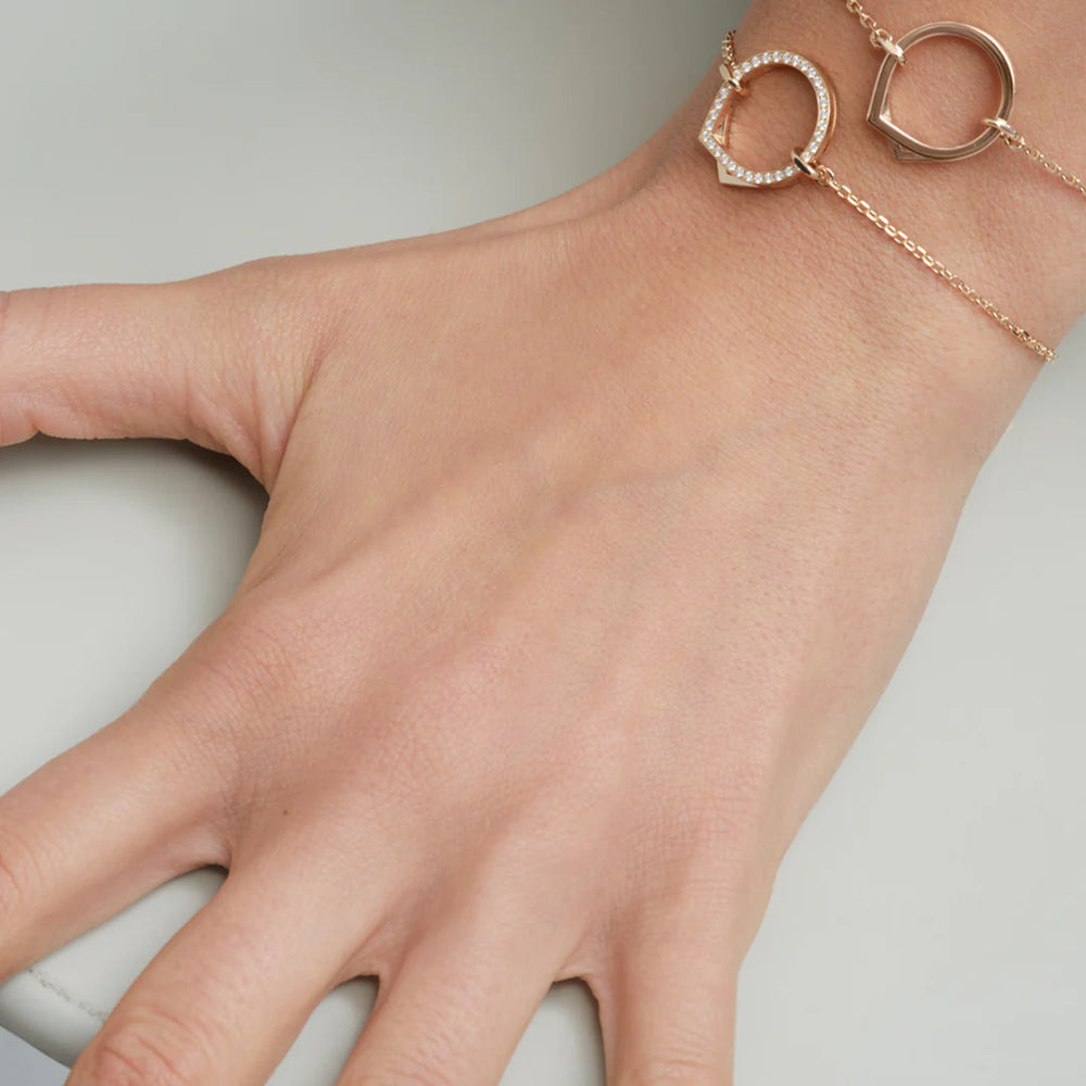 Bracelet chaîne Antifer en or rose pavé de diamants - BAF2APPG00000