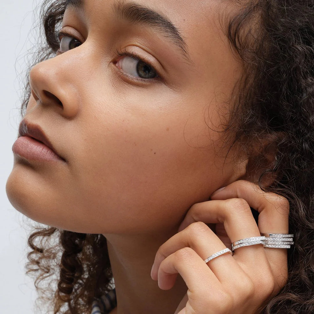 Bague Antifer 4 rangs en or blanc pavée de diamants - RAF2BEWG00000