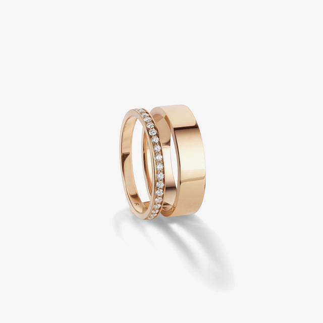 Bague Berbere 2 rangs en or rose pavée de diamants - RMO2AKPG00000