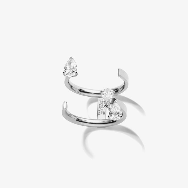 Bague serti sur vide en or blanc avec 3 diamants taille poire - RSV1FAWG00000