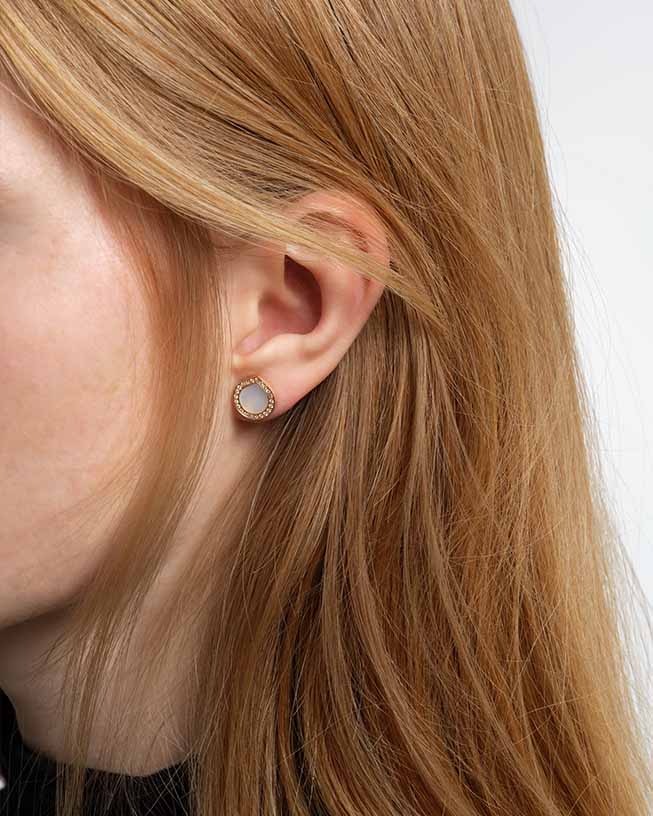 Boucle d'oreille Antifer en or rose avec nacre - EAF2AGPGN0000