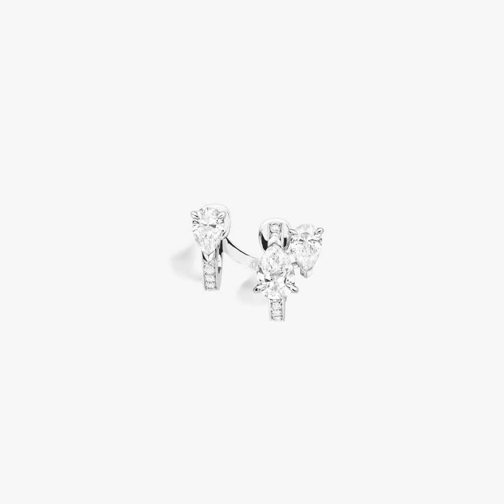 Boucle d'oreille serti sur vide en or blanc avec 3 diamants taille poire - ESV3AGWG0000R