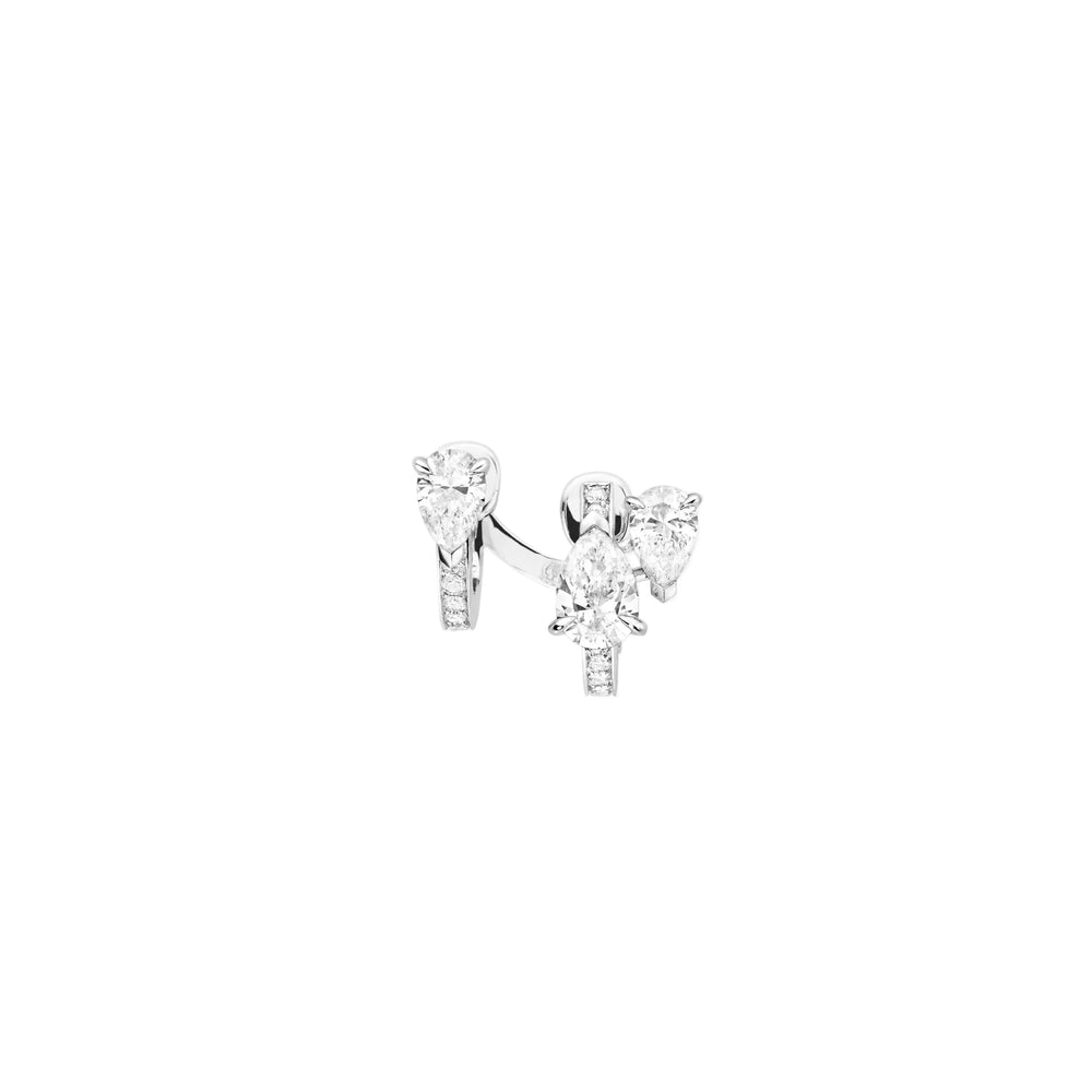 Boucle d'oreille serti sur vide en or blanc avec 3 diamants taille poire - ESV3AGWG0000R
