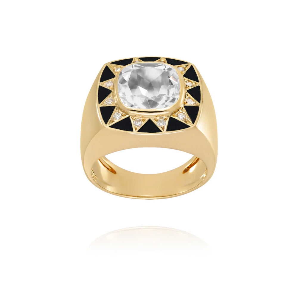 Bague Van Den Abeele Stella noir - Cristal