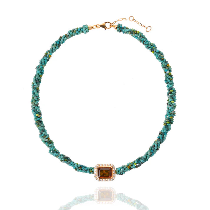 Collier Van Den Abeele Twist Turquoise - Citrine de Madère