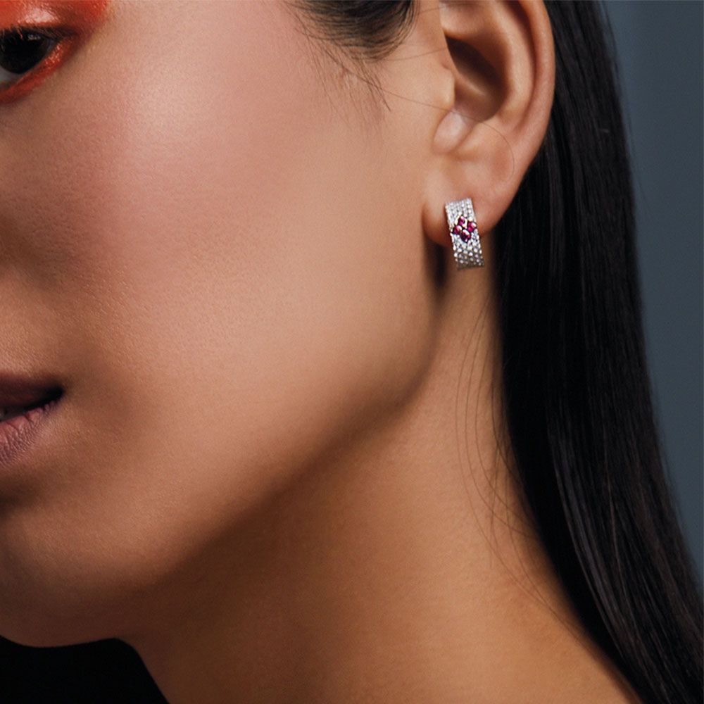 BOUCLES D'OREILLES LOVE IN VERONA AVEC DIAMANTS ET RUBIS - ARD888EA2044_W